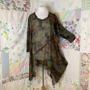 NWT Horse Lover Silk Blend Flowy Sheer Tunic